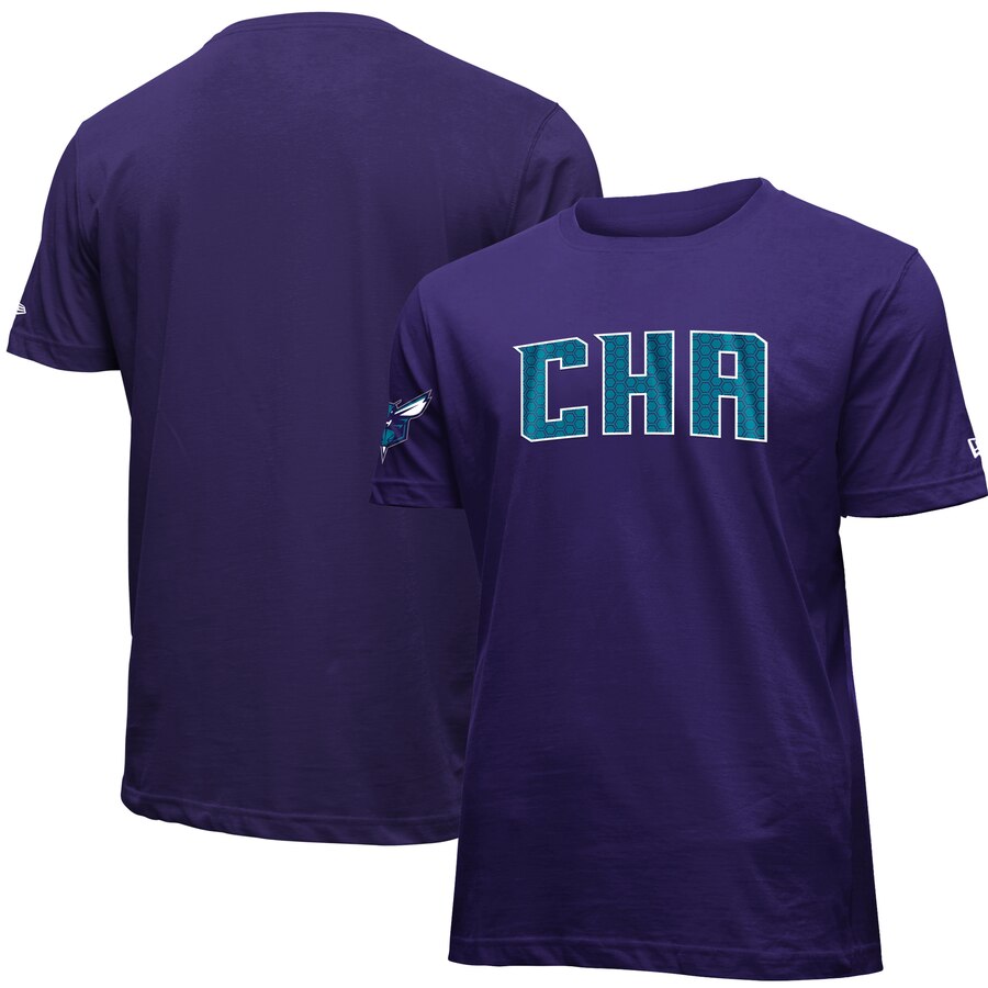 Men 2020 NBA New Era Charlotte Hornets Purple 201920 City Edition Brushed Jersey TShirt.